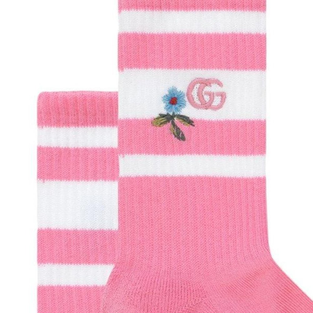 Gucci GG Knitted Daisy Socks In Pink NEW W TAGS - Picture 3 of 3